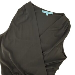 Antonio Melani Black Sleeveless Wrap Front Wide Leg Jumpsuit Stretch Old Money